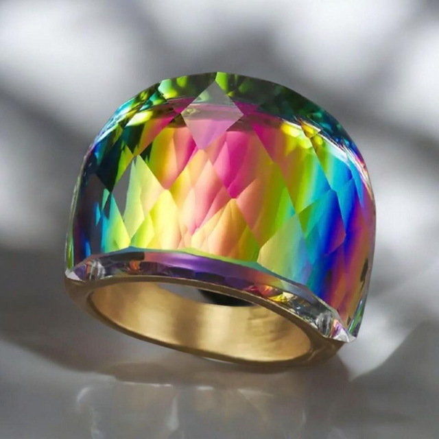 Beautiful Handcrafted Crystals & Gold Plated Ring.