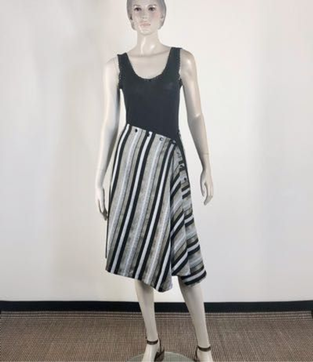 Jupe Ajustable Rayée noir, Gris, doré