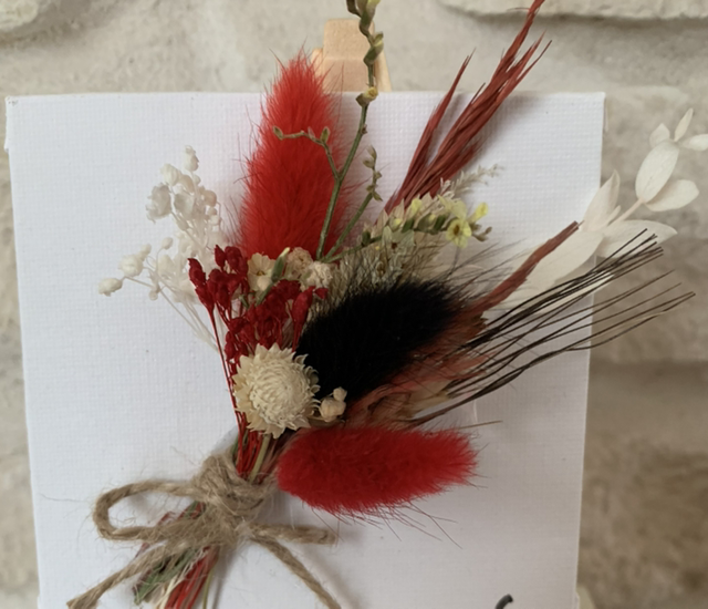 Mini tableau et bouquet rouge