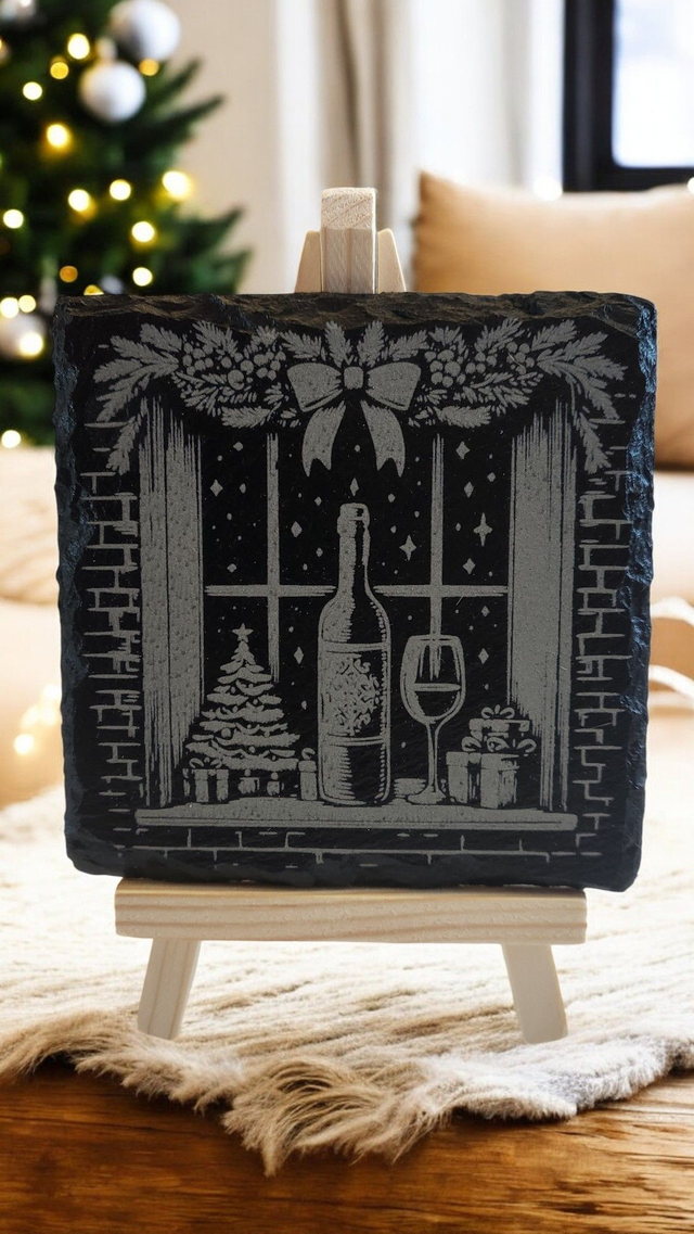 Christmas Window Coaster Set with Free Storage Caddy
