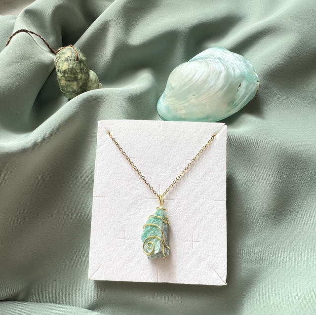 Collana in amazzonite grezza , prov: Russia 🇷🇺 , acciaio inox 