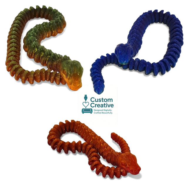 35cm Glitter Rainbow Skeleton Snake – Articulated Fidget Toy