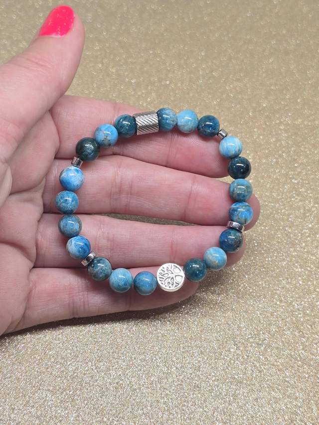 Bracelet Apatite bleue en 0,8 cm