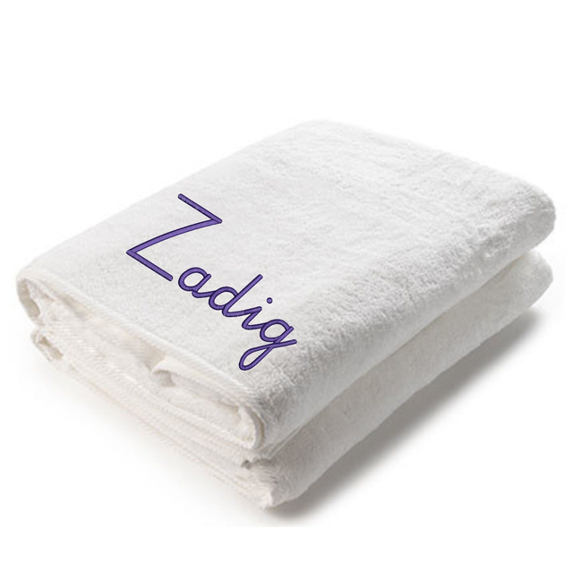 Drap de bain blanc brodé avec prénom 
