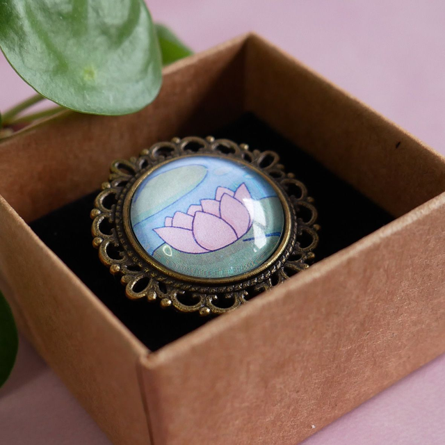 Broche ronde - Nénuphar