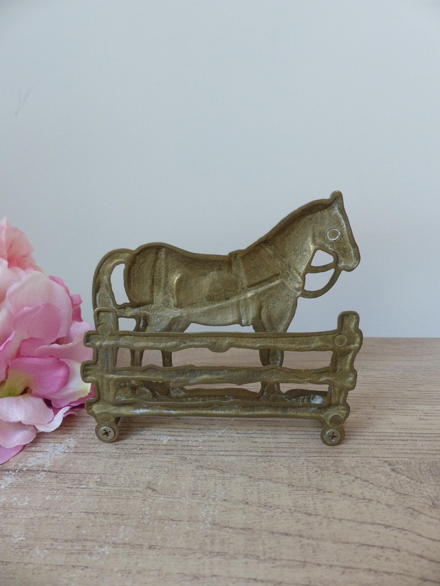 Porte lettres cheval en laiton décoration de bureau, porte courrier forme cheval, cadeau pour lui, rangement organisation de bureau