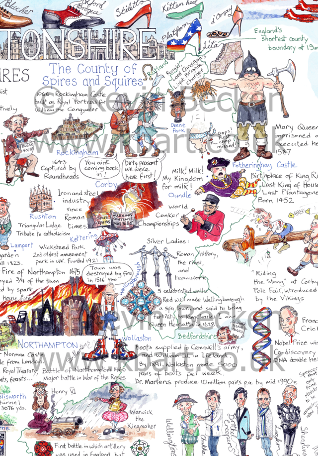 Spires and Squires cartoon map of Northampton