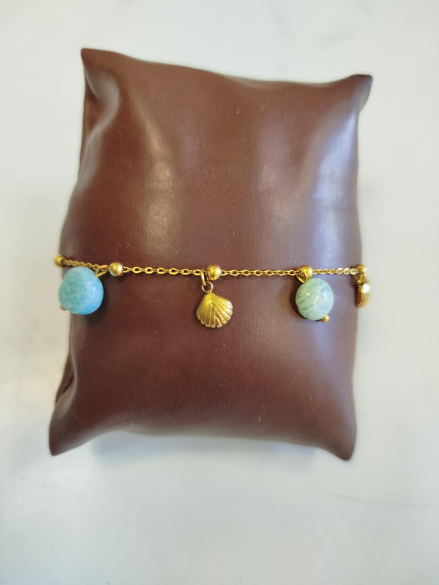 Pulseira amazonite -concha