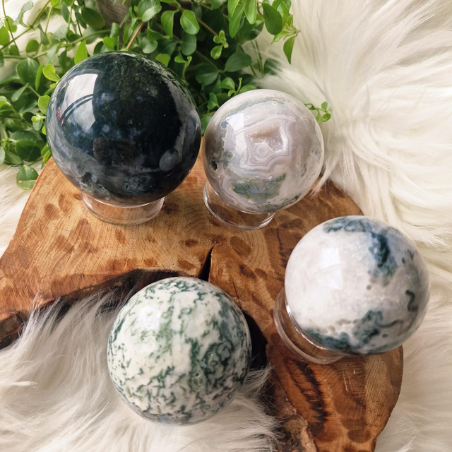 Moss agate sphere 
