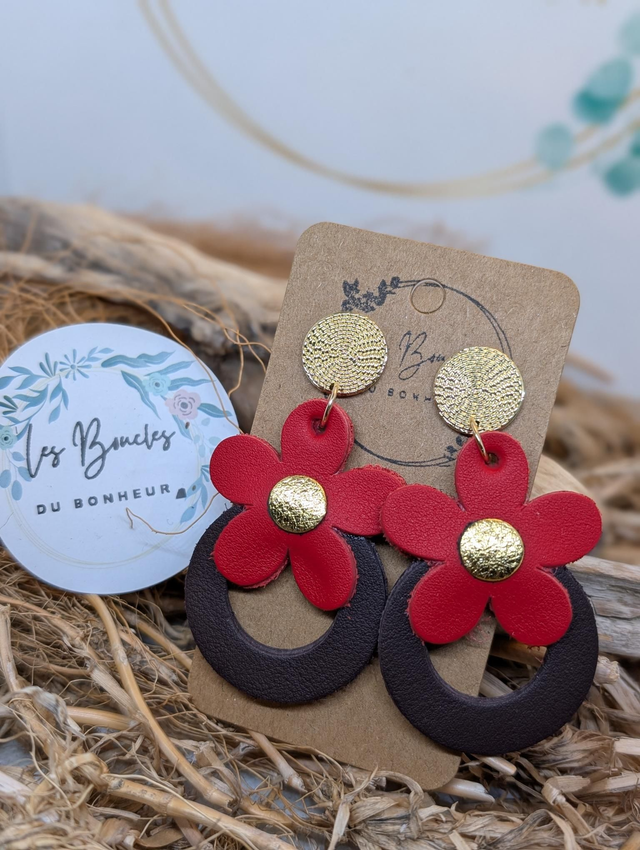 Boucles d'oreilles baby Marguerite rouge bm1120