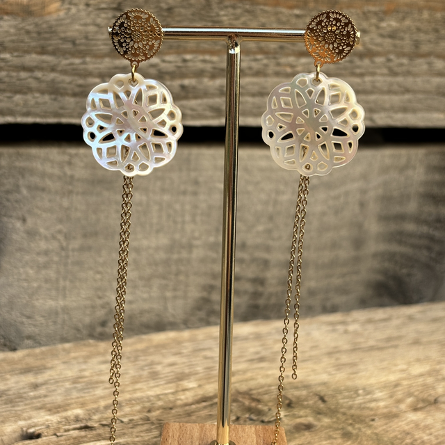 Boucles d’oreilles Rosace nacre