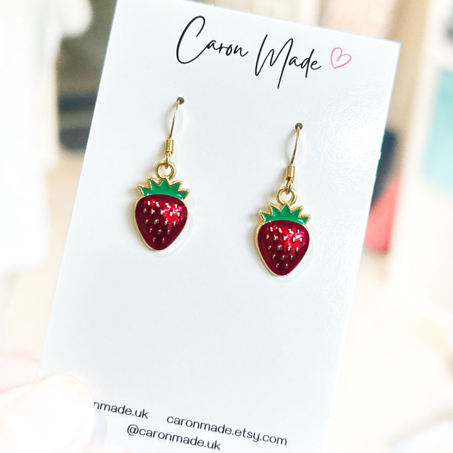 Strawberry charm earrings
