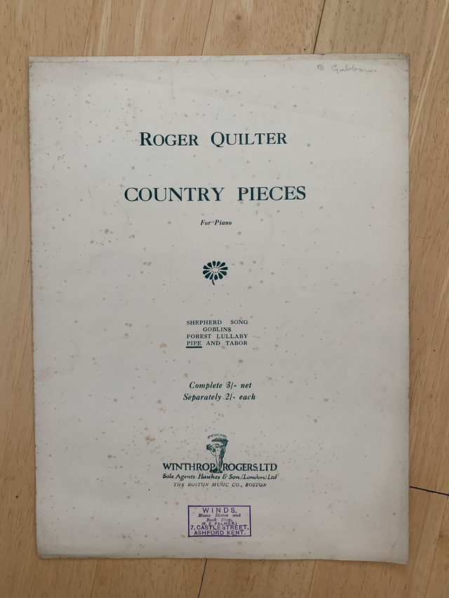 Country Pieces Pipe and Tabor Antique Sheet Music Roger Quilter 1923