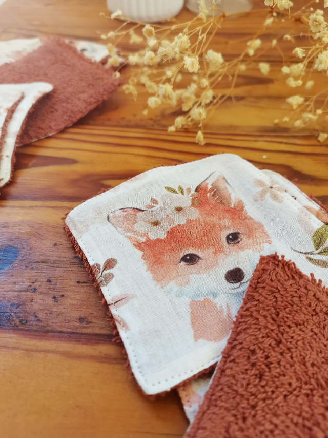 Lots de 8 cotons lavable Moka Terracotta