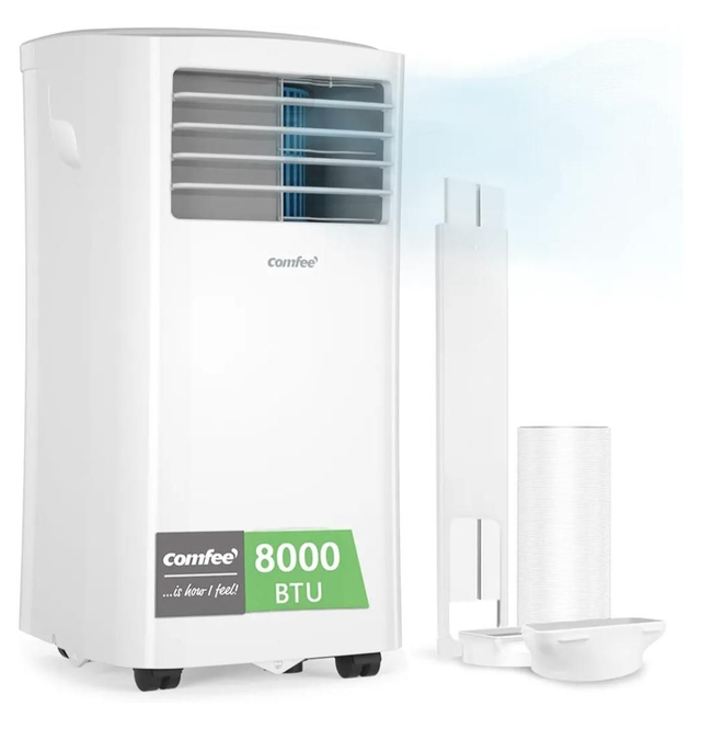 Pingüino Aire Acondicionado Portátil 8000 BTU / 2000 Frigorías – Climatizador sin unidad exterior – Enfriador Silencioso Bajo Consumo con Kit de Ventana | 3x1 Refrigera, Ventila y Deshumidifica