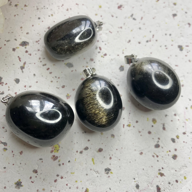 Pendentif Obsidienne Dorée A 