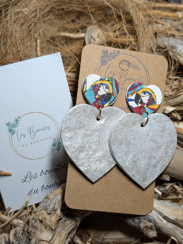 Boucles d'oreilles Louise perroquet blanc lo158