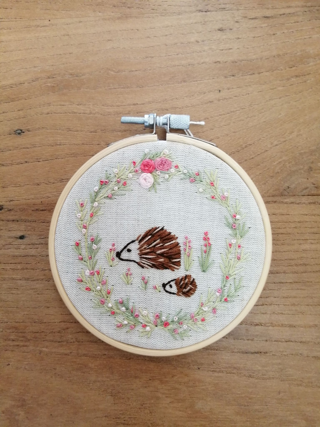 Tambour brodé Hérissons