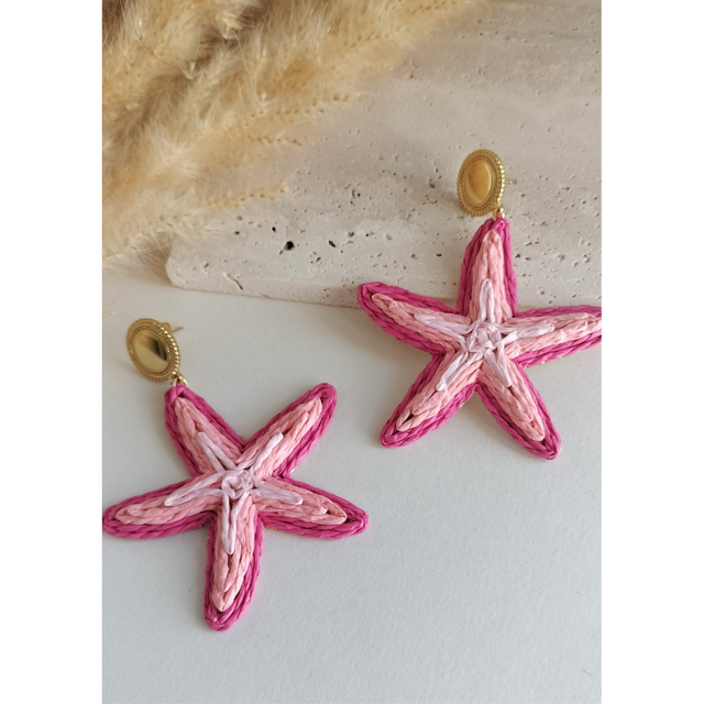 Boucles d'oreilles Etoile de mer rose