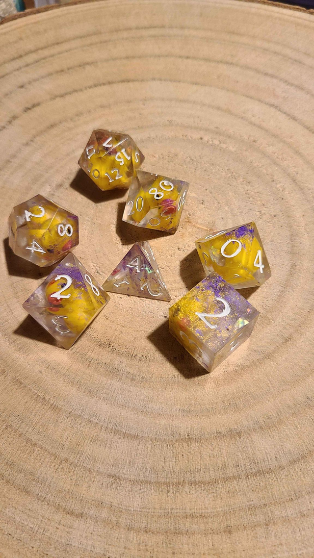 Set de 7 dés - violet et canards - B grade