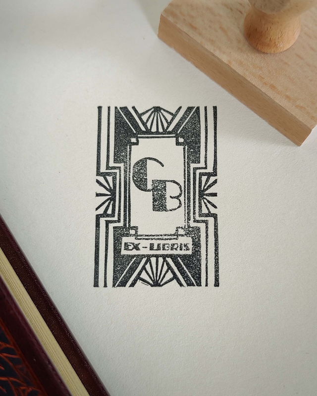 Ex-libris cadre art déco - Tampon personnalisé 