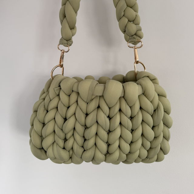 Autumn must have - PRE ORDER - Small Hand Knitted bag - Pistachio