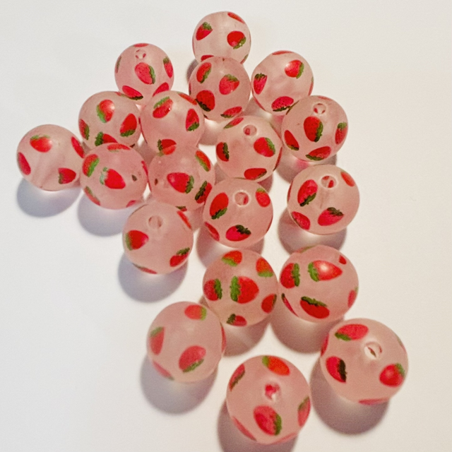 Sweet Strawberry 16mm beads x 6 fits pens 