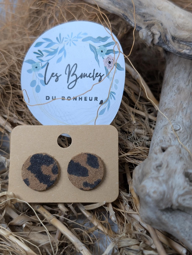 Boucles d'oreilles puces léopard pu073