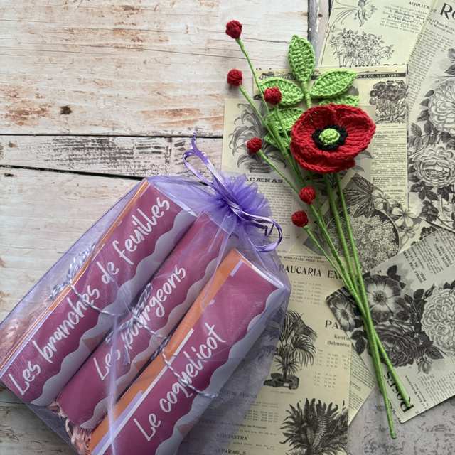 Kit bouquet personnalisable – coquelicot et bourgeons au crochet