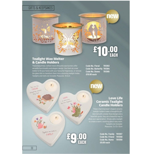 Tealight Wax Melter and Candle Holders Floral
