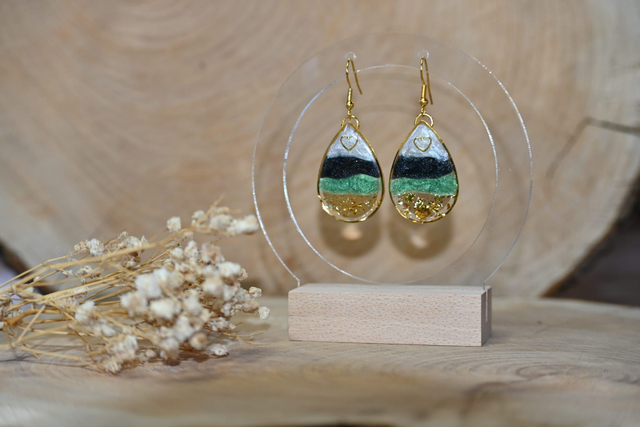 💧ELIXIR 💧Boucles d’oreilles en résine UV goutte - Vert✨ 