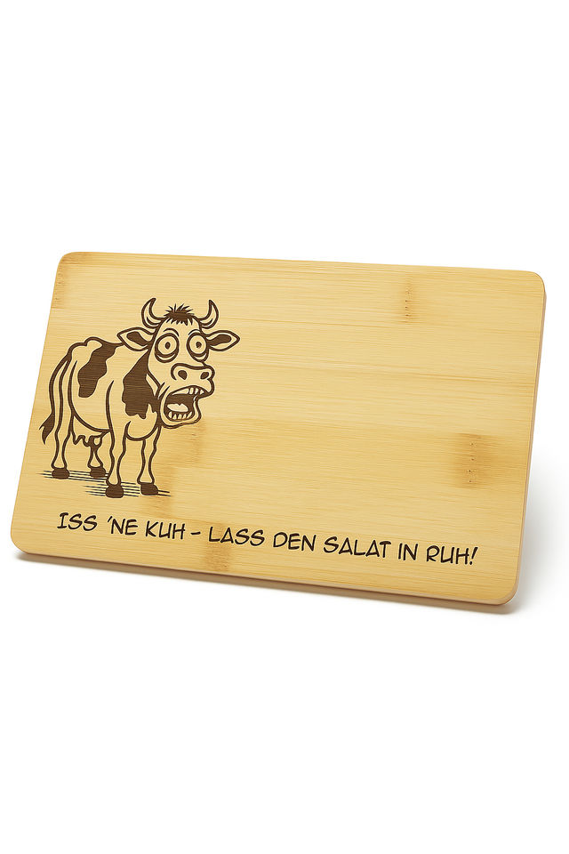 Frühstücksbrettchen aus FSC®-Bambus mit Lasergravur „Iss' Ne Kuh“