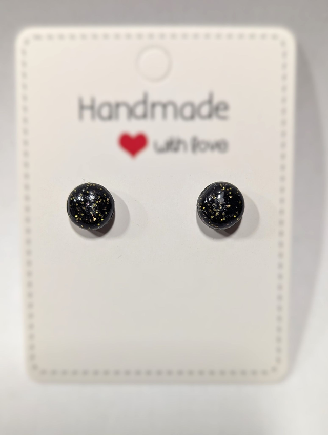 Boucles d'oreilles petite puce black and gold