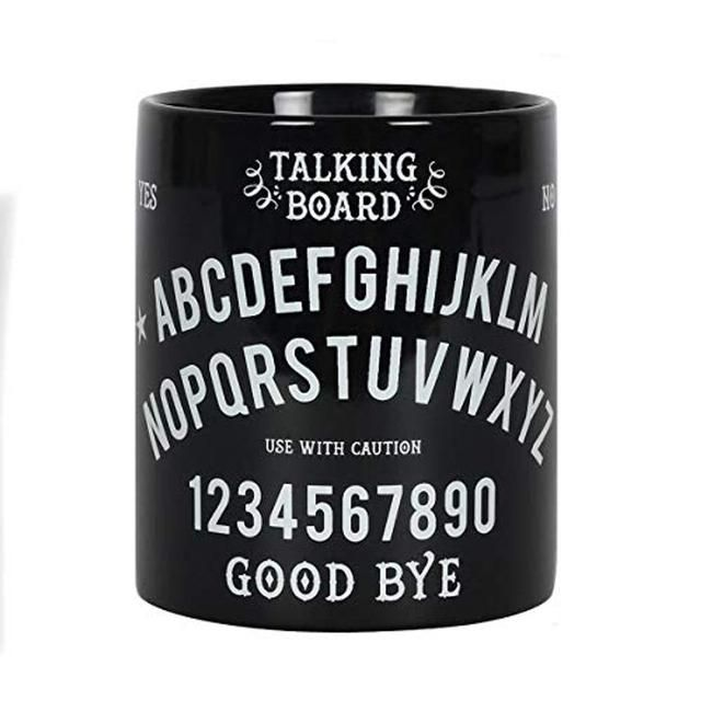 Mug - Ceramic Tea/Coffee - Talking/Ouija Board Mug - Black Gothic Wicca Witchcraft Design - Spirit Board