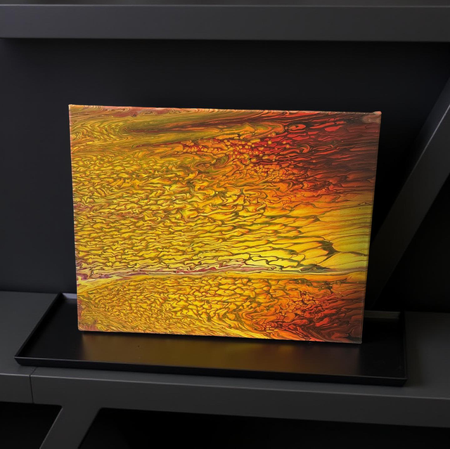 Hand Poured Acrylic Abstract Painting - 18x14 inch - POPOLS108