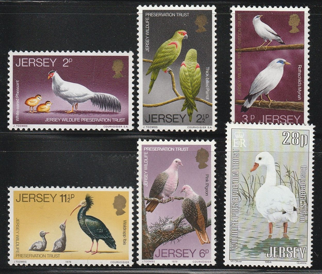 Jersey 1971 - 1984 Birds,6 values MNH