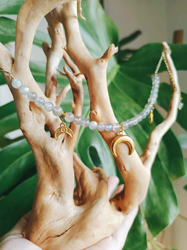 COLLIER - TRIPLE MOON (labradorite)