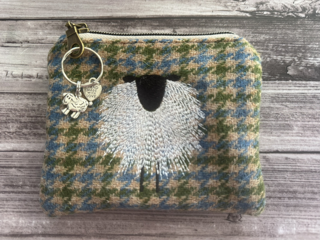 Harris Tweed houndstooth Sheep coin purse