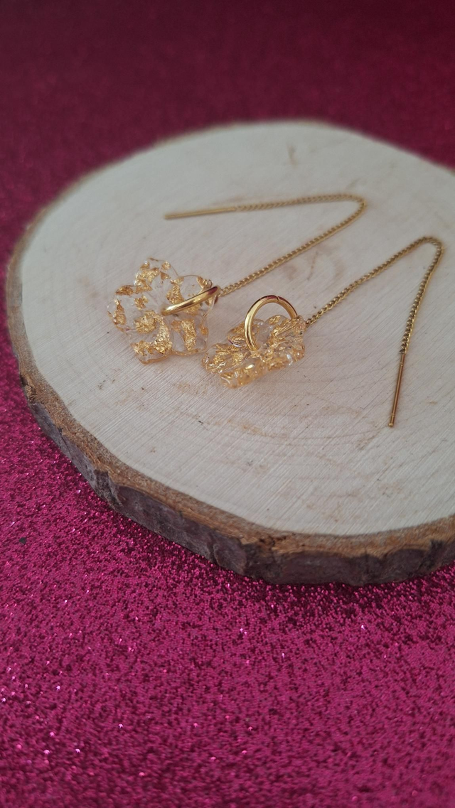 Boucles d&#039;oreilles dorée Hibiscus - Personnalisable 