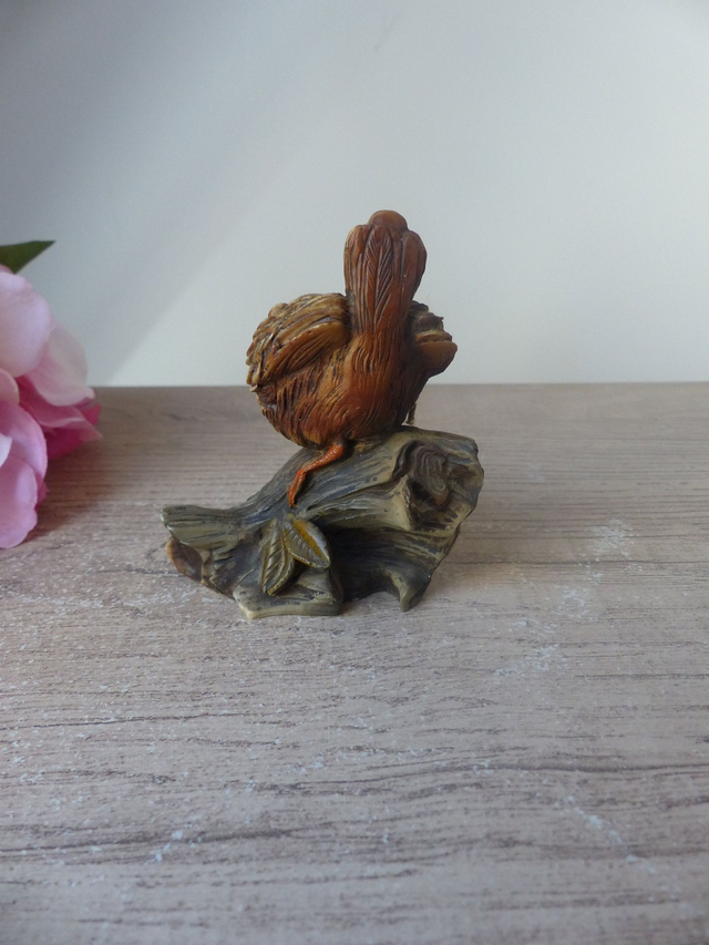 Figurine Oiseau en résine polychrome, Petit Moineau Vintage Faro Lucchesi Peint à la Main en Italie, Collection oiseaux home décor nature