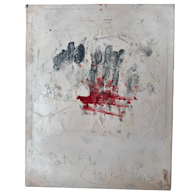 T 159 Portrait de Charles Haas, par Emmanuel Alloy, huile, papiers de soie, graphite et gesso sur toile de lin, 41x33 cm