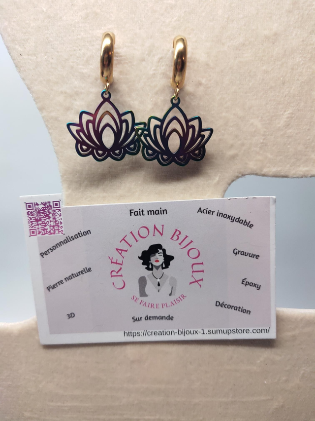 Boucle d'oreille créole lotus 