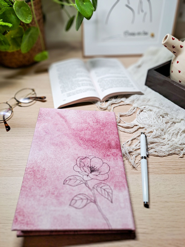 Carnet aux camélias roses