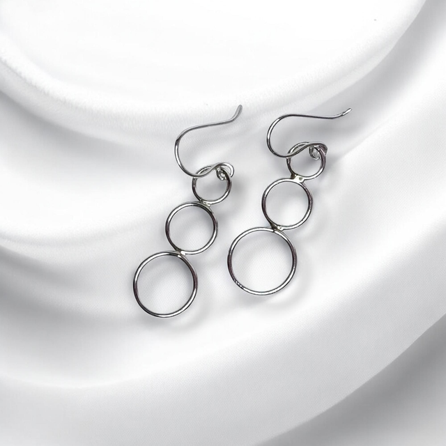 Silver Circle Drop Earrings