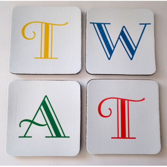 Funny Rude Set of 4 T**T Square Non Slip Coasters in Vibrant Letter Designs