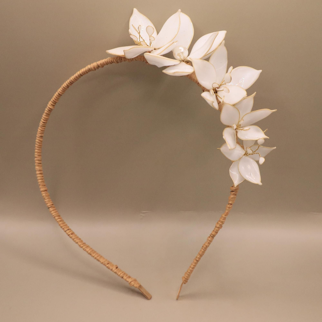 Serre-tête de mariage en résine blanche "ÉVEIL BLANC" - accessoire de mariée