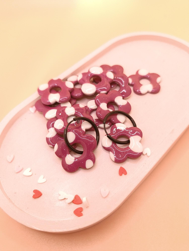 "Penelope" bi-face rose à pois blanc