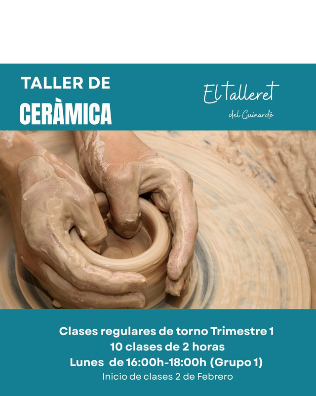 Clases continuadas de torno -Grupo 1 de los lunes de 16:00h-18:00h- 360€ /trimestre   