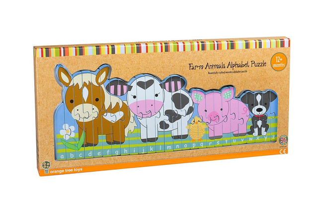 Wooden Farm Animals Alphabet Puzzle - By Orange Tree Toys.