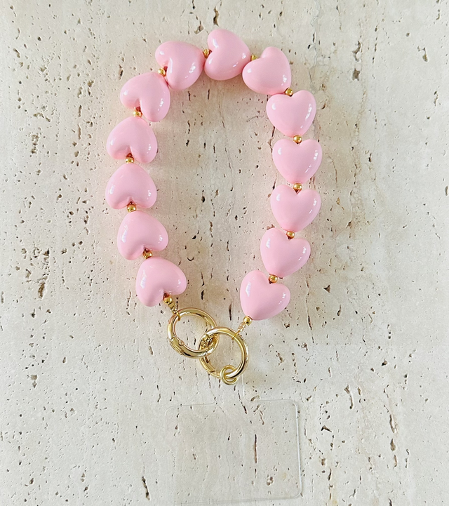 Grote hartjes Telefoonkoort roze 